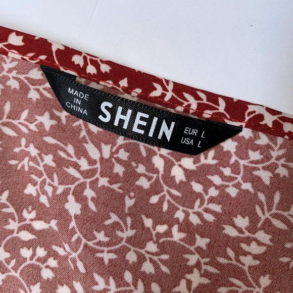 Shein Summer Dress with Tie up straps - Red with White Flowers - Picture 6 of 8